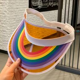 Unisex color caramelo transparente al aire libre Gorra de béisbol vacía con arco iris anti-UV Sombrero