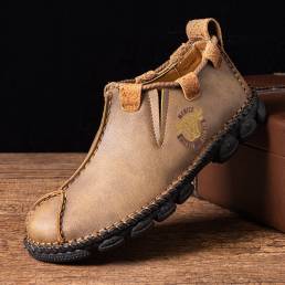 Zapatos casuales cómodos con protección antideslizante de cuero para hombres