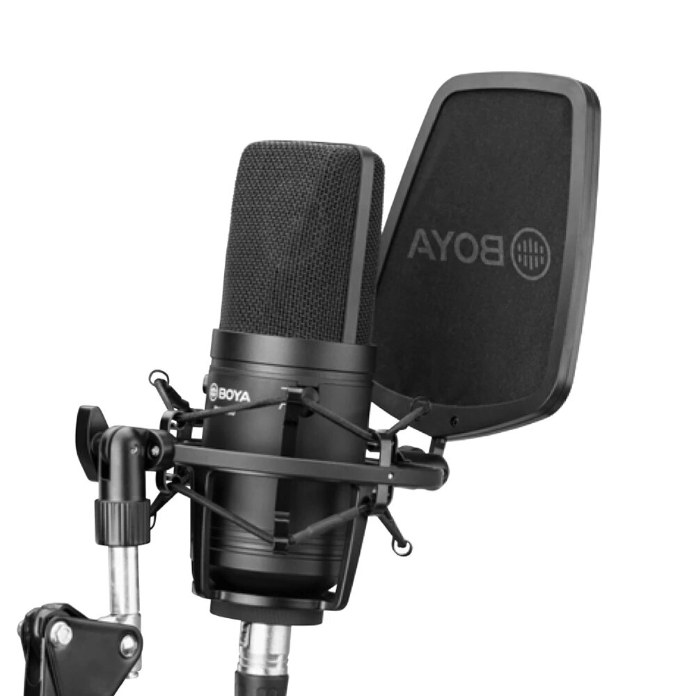 BOYA BY-M800 Diafragma grande Micrófono Micrófono condensador cardioide de filtro de corte bajo para micrófono de grabac