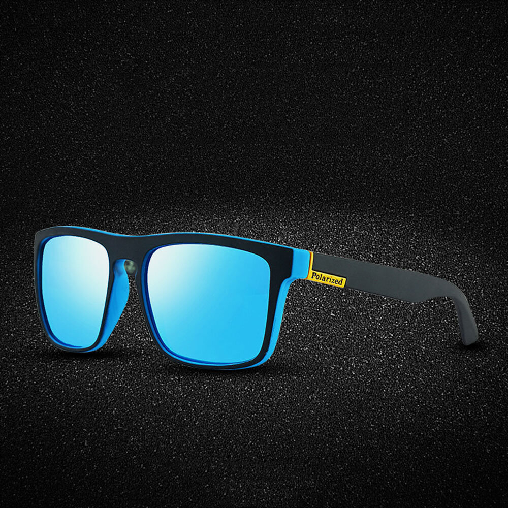 Hombres Montura cuadrada completa HD Polarizada UV Protección al aire libre Gafas de sol con sombrilla