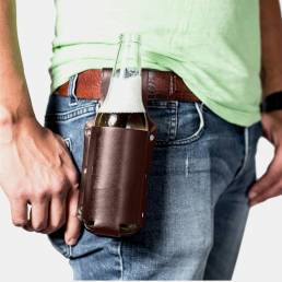 Hombres vendimia Botella de cintura de cuero sintético Bolsa Llevar Bolsa Riñonera con soporte para botella de agua