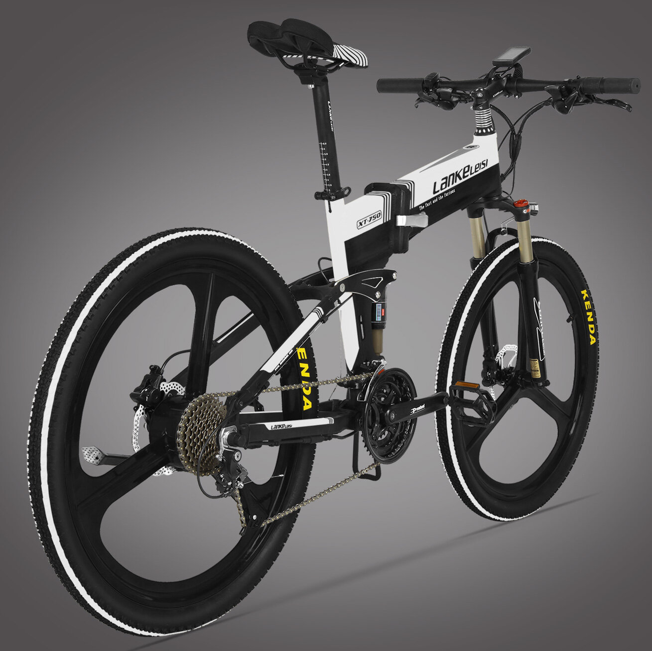 LANKELEISI XT750 10Ah 48V 400W 26 pulgadas ciclomotor bicicleta eléctrica bicicleta plegable 80Km kilometraje carga máxi
