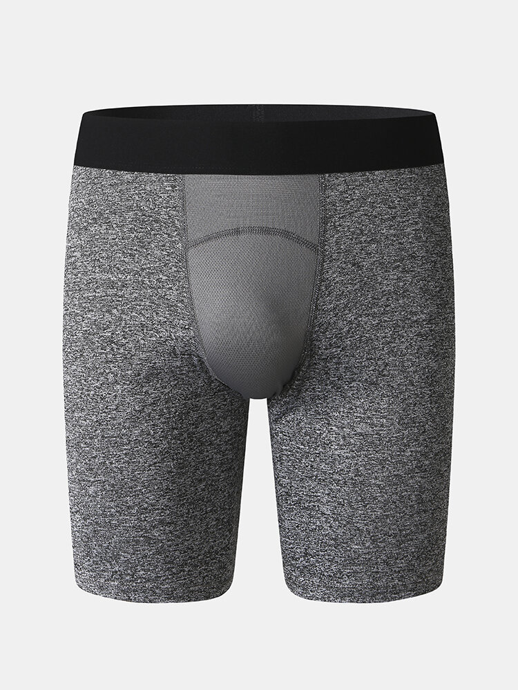 Pantalones cortos deportivos con entrepierna de malla de secado rápido Delgado elásticos de color sólido para hombre Apt