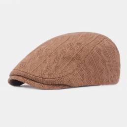 Unisex de lana Plus Thicken Keep Warm Winter al aire libre Tejido hacia adelante Sombrero Boina Sombrero
