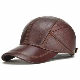 Sombrero de Béisbol de Piel Genuina Cálido Invierno para Hombres Sombreros de Orejera de Camionero Impermeable Al Aire L