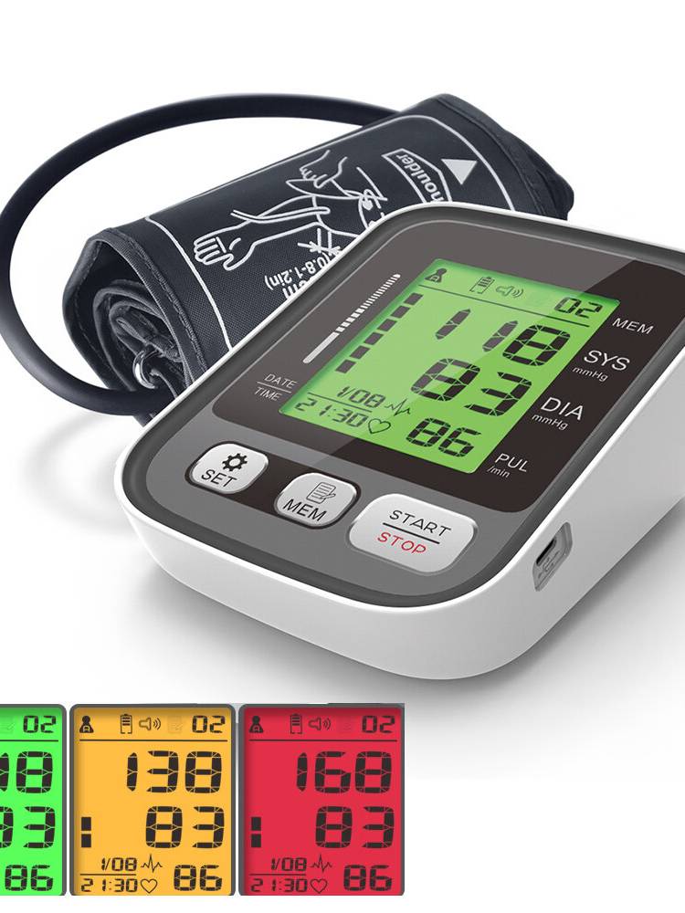 Boxym Presión arterial del brazo superior Monitor Esfigmomanómetro de pulso de brazo de manguito grande Automático BP Co