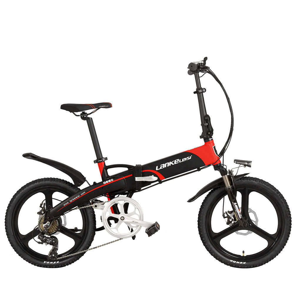 LANKELEISI G660 12.8ah 48V 400W 20 pulgadas Bicicleta de ciclomotor plegable 100Km Kilometraje Carga máxima 120kg Con en