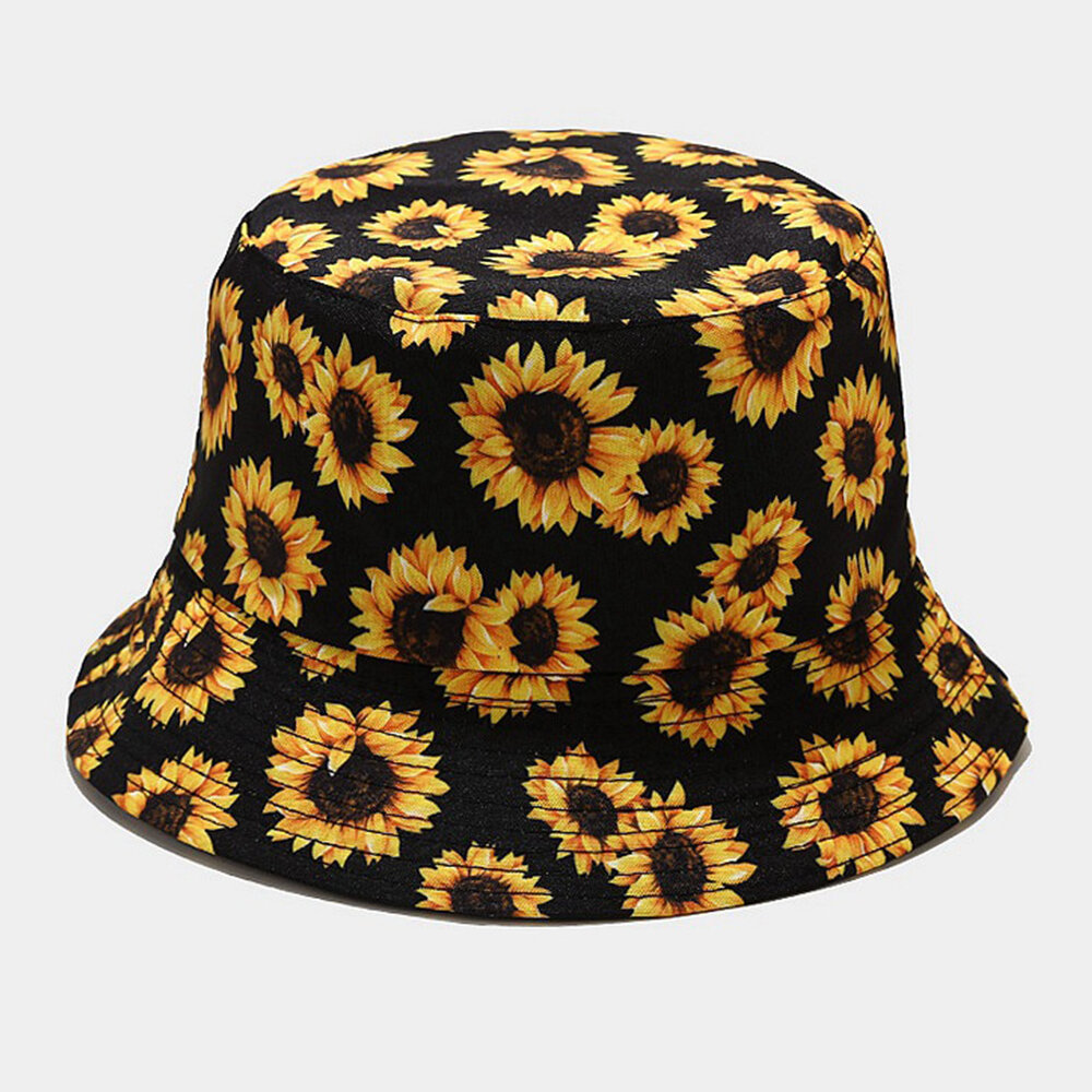 Algodón floral de doble cara unisex Patrón Pareja de viseras solares Sombrero Cubo Sombrero