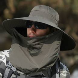 Hombres Verano UV Protección Ala salvaje Visera de 15 centímetros Impermeable Cubo multiusos Sombrero Para montañismo pe