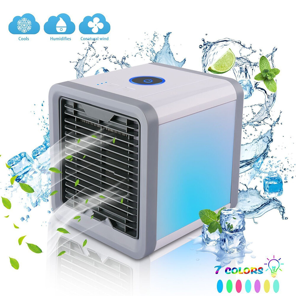 Ventilador enfriador de aire portátil Mini USB aire acondicionado 7 colores luz de escritorio ventilador de refrigeració
