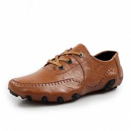 Hombres Soft Leather Oxfords transpirable pulpo Patrón Suela de goma Driving Shoes