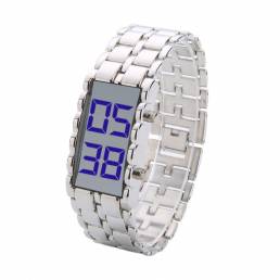 Reloj de pulsera ajustable Deffrun Full Steel para hombre LED Pantalla Reloj digital