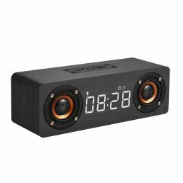 Bakeey M5C alarma de altavoz bluetooth Reloj LED Pantalla Pantalla Llamada de voz Madera Caja Música de alta calidad Est