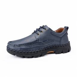 Zapatos casuales de negocios cómodos de cuero de microfibra cosidos a mano para hombres