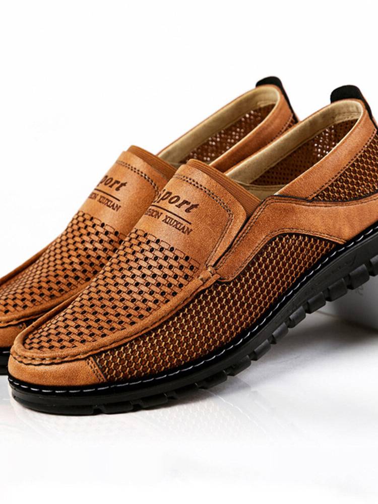 Zapatos casuales cómodos antideslizantes transpirables de malla de microfibra para hombres