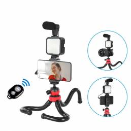 Bakeey KIT-04LM Vlogging Suit Kits de fotografía profesional con micrófono LED Luz de relleno flexible trípode Soporte p