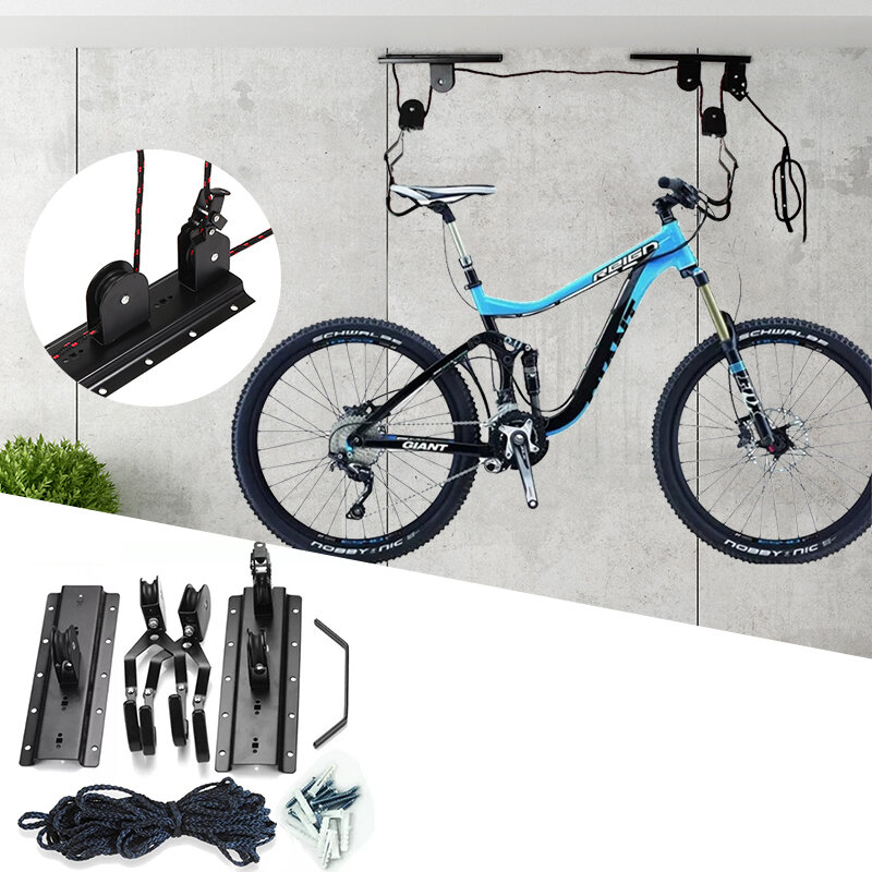 Estante de almacenamiento de bicicletas Sistema de polea de elevación de bicicleta montado en la pared Bicicleta Percha