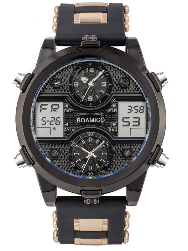 BOAMIGO F931 Reloj digital de moda para hombre Fecha luminosa Pantalla Dial creativo Impermeable Reloj dual Pantalla