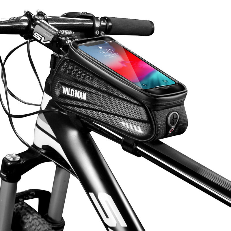 WILD MAN E3 PU + EVA Advertencia reflectante nocturna Teléfono de bicicleta Pantalla táctil Bolsa Con orificio para auri