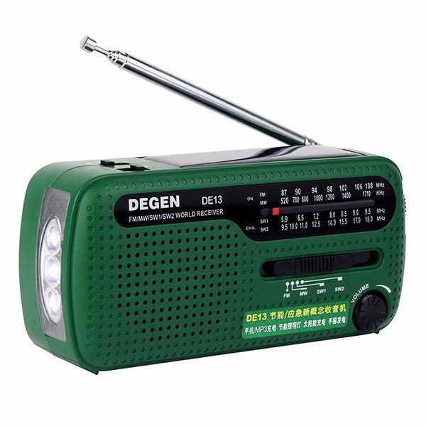 Degen DE13 Portable FM MW SW Manual de arranque Dynamo World Receptor Radio Grabadora