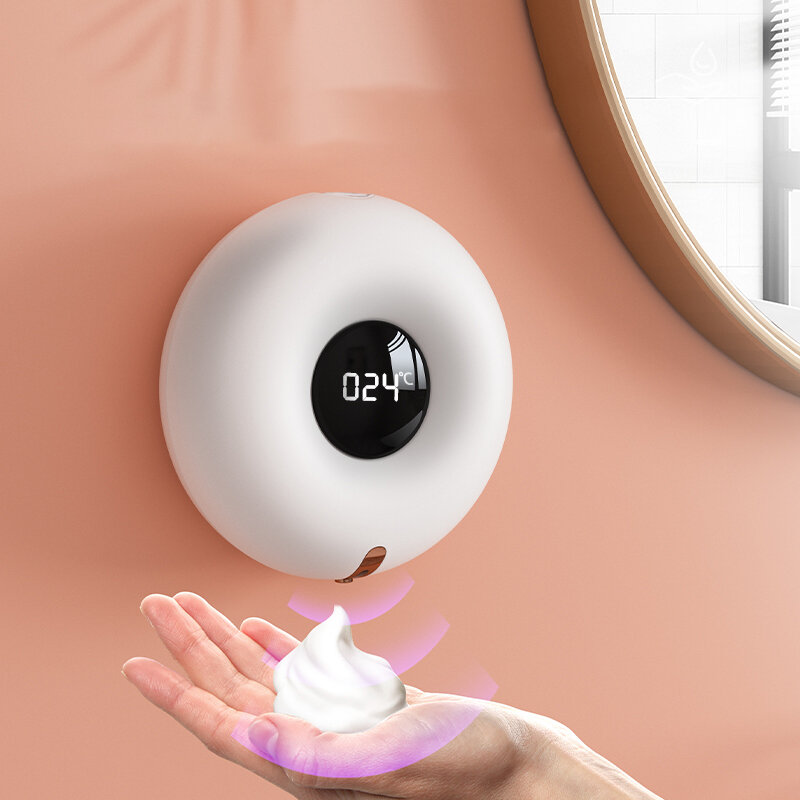 Dispensador automático de pared Jabón Inducción infrarroja LED Pantalla Desinfectante desinfectante de manos con espuma