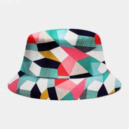 Collrown Unisex Algodón de colores geométricos Patrón Cubo de sombrilla informal Sombrero