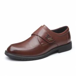 Hombres Hook & Loop Cowhide Soft Sole Casual Business Oxfords