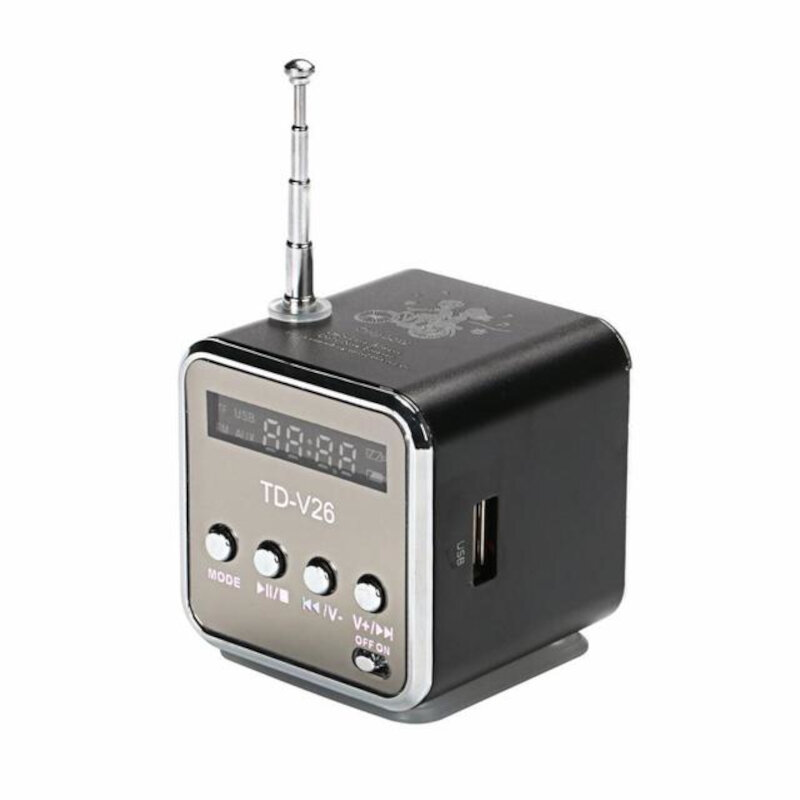TDV26 Portable Mini FM Radio Altavoz Reproductor de música MP3 Soporte Tarjeta TF USB para PC Teléfono MP3 Laptop