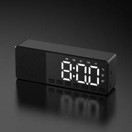 Q3 bluetooth 5.0 Alarma de altavoz Reloj FM Radio Brillo ajustable Modos de reproducción múltiples LED Pantalla Sonido e