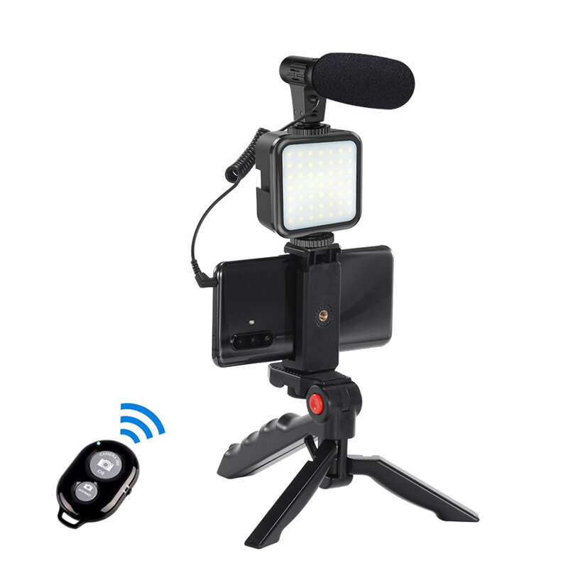 Bakeey KIT-01LM Vloggging Kits Juego de fotografía profesional con micrófono LED Luz de relleno trípode Clip para soport