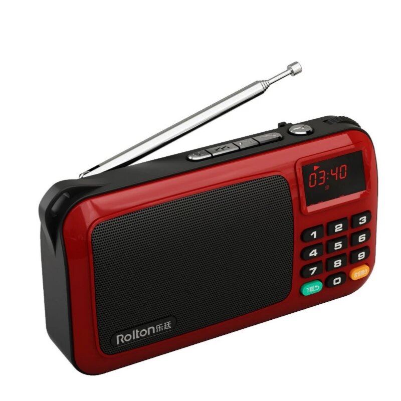 Rolton W405 Mini FM portátil Radio Reproductor de música USB Tarjeta TF Altavoz de PC con LED Pantalla Estéreo de alta f