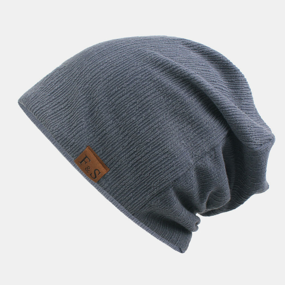 Unisex engrosado invierno mantener cálido gorro de lana sin borde color sólido punto Sombrero