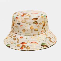Collrown Mujer & Men Mushroom Patrón Estampado Casual Soft al aire libre Viaje en pareja Sombrero Cubo Sombrero