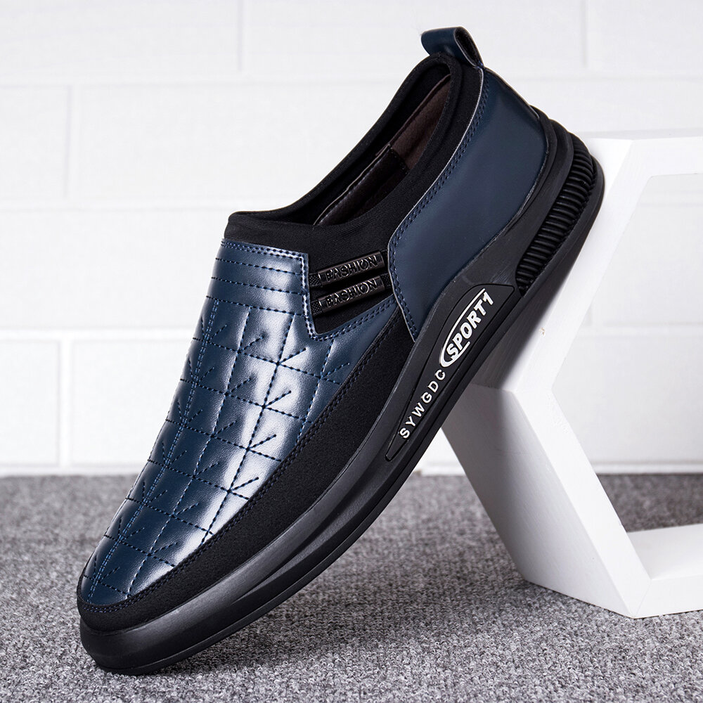 Menico Men de microfibra de cuero empalme antideslizante Soft Slip de negocios informal en los zapatos