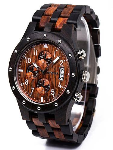 BEWELL ZS-W109D calendario casual estilo unisex reloj correa de madera relojes de cuarzo