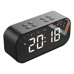 LEORY BT501 Inalámbrico Bluetooth 5.0 Altavoz con doble alarma Reloj LED Pantalla Estéreo TF Tarjeta Mic Altavoz