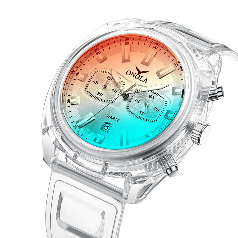 ONOLA ON6812 Reloj de moda para hombre Transparente Caso Fecha Pantalla Cronógrafo Reloj de cuarzo de tendencia creativa