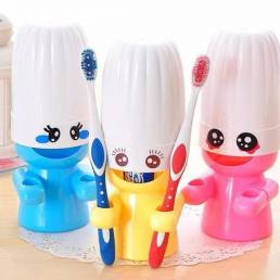Sonajero de dibujos animados Doll Wash Set Cepillo de dientes ganchos Rack enjuague Set Holder Cuarto de baño Set Acceso