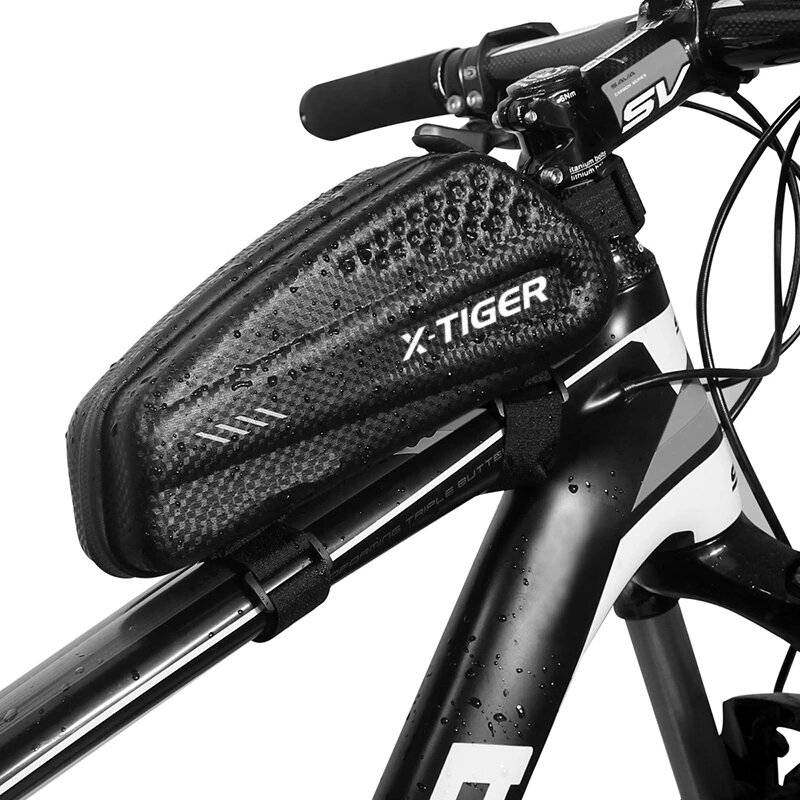 Marco de bicicleta X-TIGER EX Bolsa 1L Impermeable Bicicleta de ciclismo Bolsa Bolsa de carcasa de EVA 3D Tubo delantero