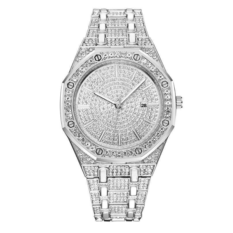 Reloj de pulsera unisex con diamantes de imitación y diamantes de lujo a la moda XSVO.