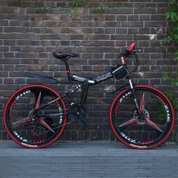 JASIQ 21-Speed 26 Inch Bicicleta Bicicleta de montaña plegable Frenos de disco dobles Amortiguador Bicicleta BMX Bicicle