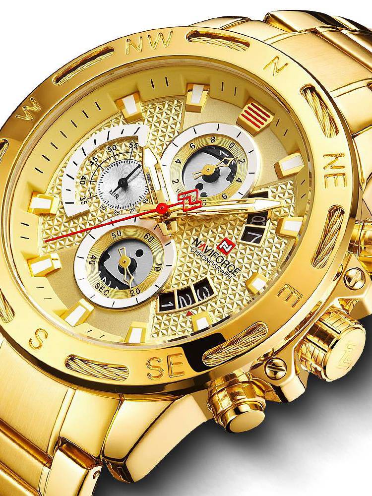 NAVIFORCE 9165 Cronógrafo Business Style Men Watch Luminous Pantalla Reloj de cuarzo