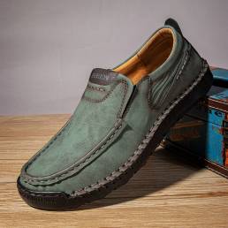 Zapatos casuales antideslizantes suaves y cómodos con costura hechos a mano para hombre