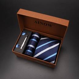 Conjunto de corbata de corbata y gemelos cuadrados para hombre
