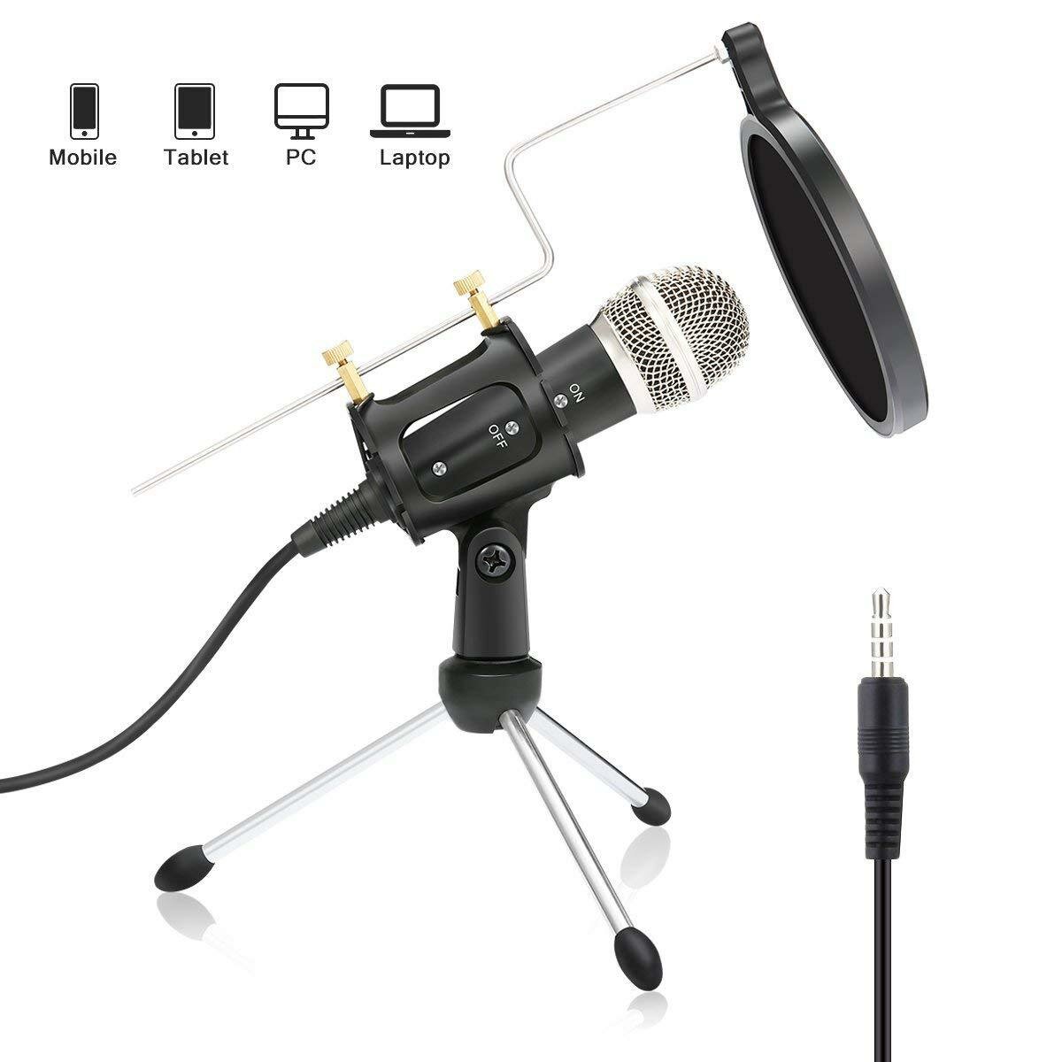 X-01 Mini Condenser Micrófono Micrófono de grabación de 3.5 mm para computadora PC Karaoke para chatear Skype Juegos de
