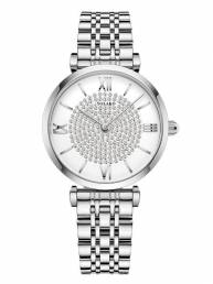 A0566 Trendy Elegant Mujer Relojes Aleación completa Números romanos Rhinestones Mount Dial Relojes de cuarzo