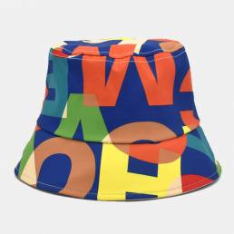 Algodón unisex con estampado de letras de colores Patrón Cubo de sombrilla informal retro británico Sombrero