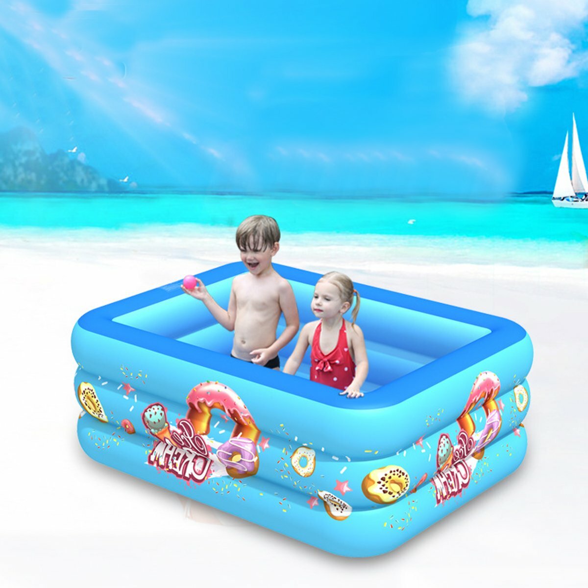 Niños que nadan Piscina Bañera de baño inflable para niños al aire libre Remo interior Piscinas Bañera de baño para bebé
