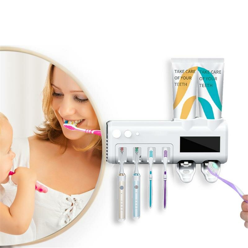 Dispensador automático de pasta de dientes UV Portacepillos de dientes ligero Inicio Cuarto de baño Esterilizador Caja