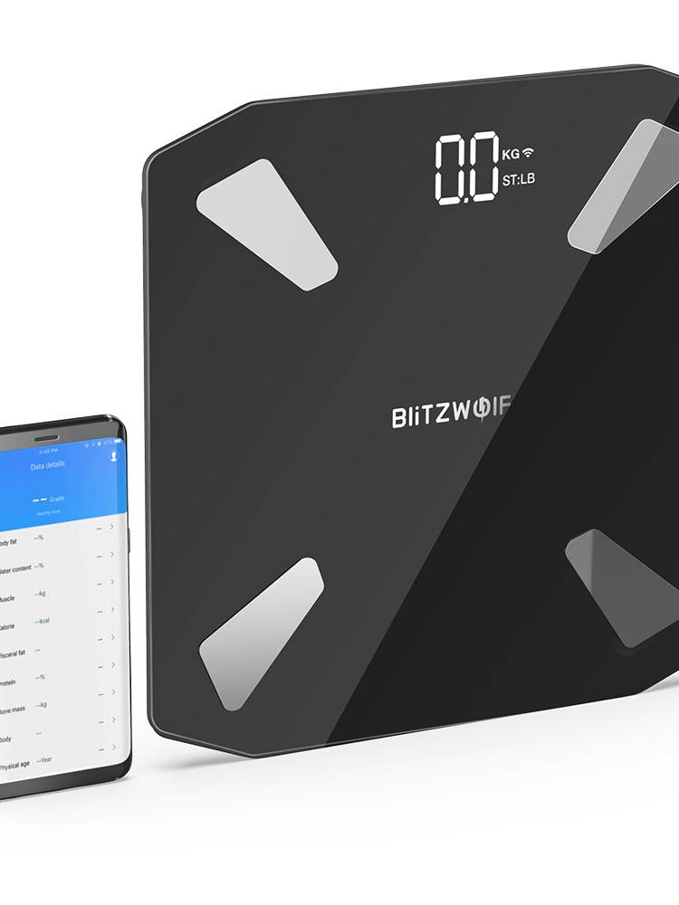 BlitzWolf® BW-SC3 Smart WIFI APP Control Báscula de grasa corporal Báscula LED digital Carga USB 13 Métricas corporales